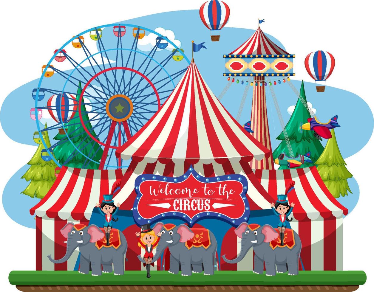 circus dome em parque de diversões vetor