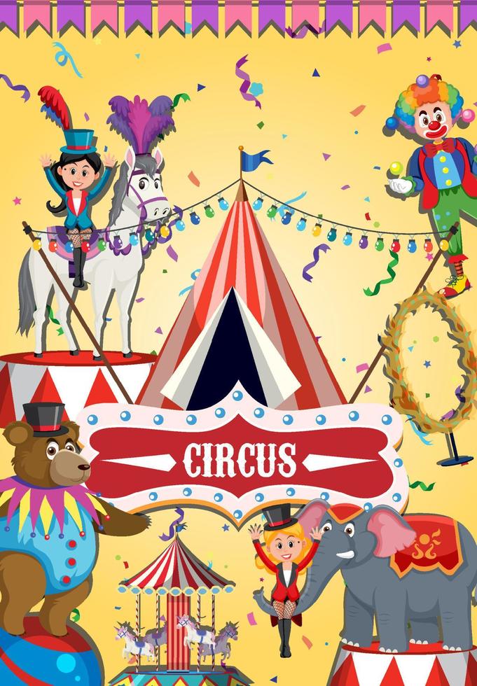 desenho de banner de circo com atuação animal vetor