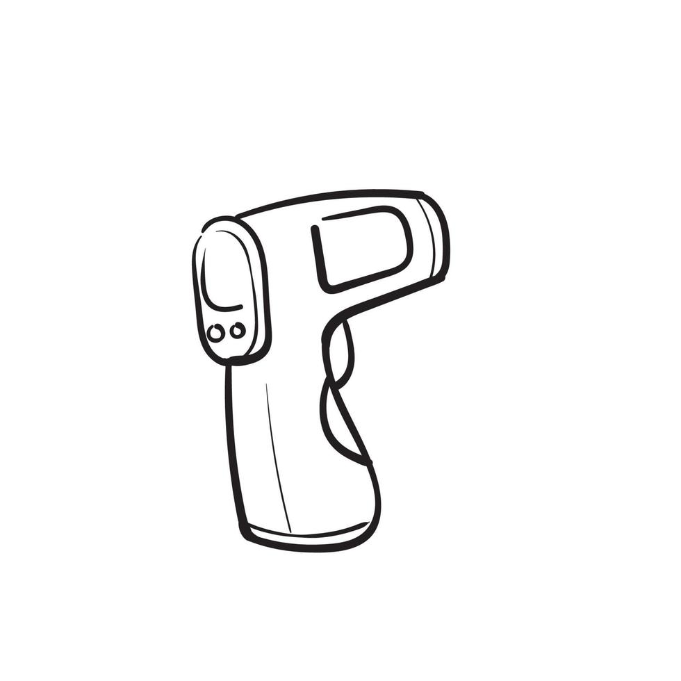 ilustração de arma de termômetro desenhada à mão doodle vetor