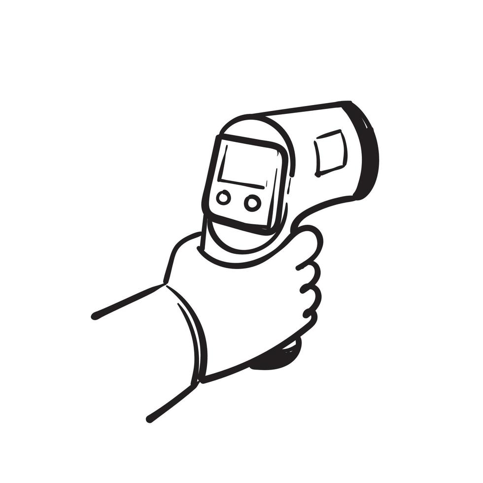 ilustração de arma de termômetro desenhada à mão doodle vetor