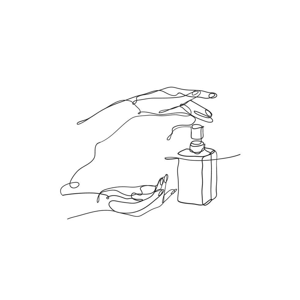 ilustração de bomba de garrafa de sabão em estilo de desenho de linha contínuo vetor