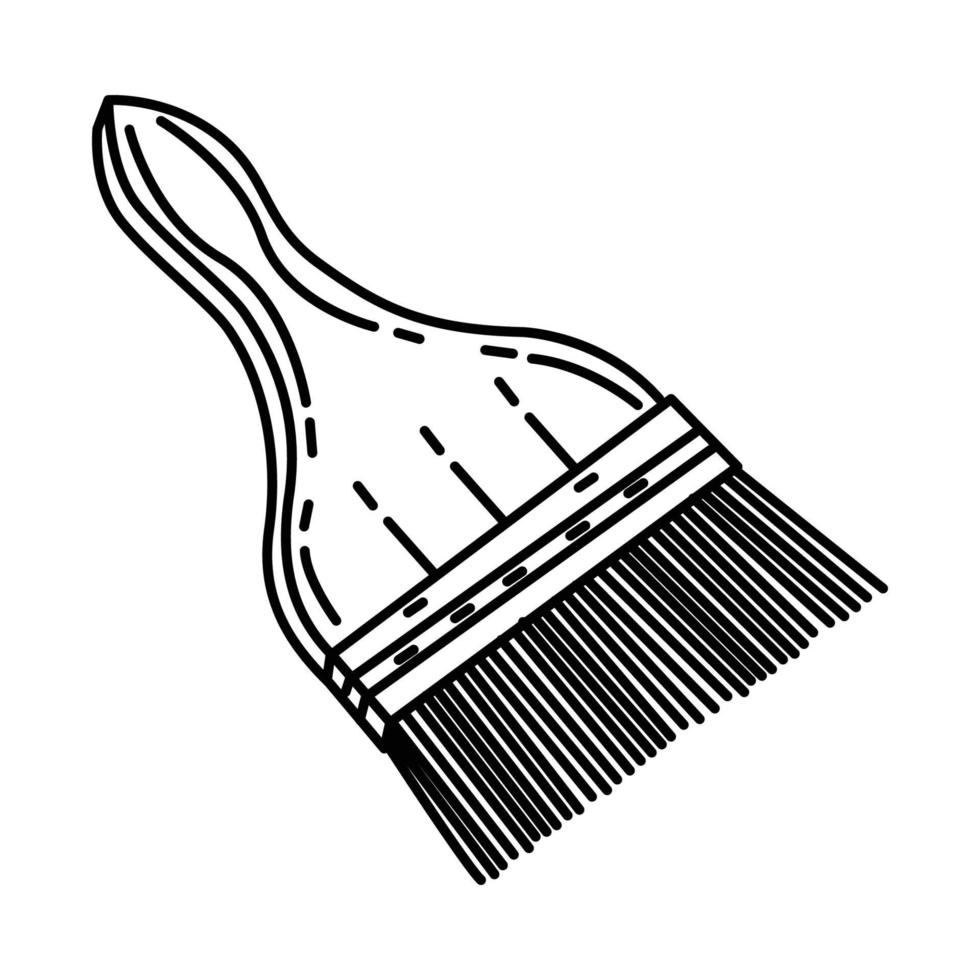 ícone de escova de máscara de cabelo de cabra de madeira. doodle desenhado à mão ou estilo de ícone de contorno vetor