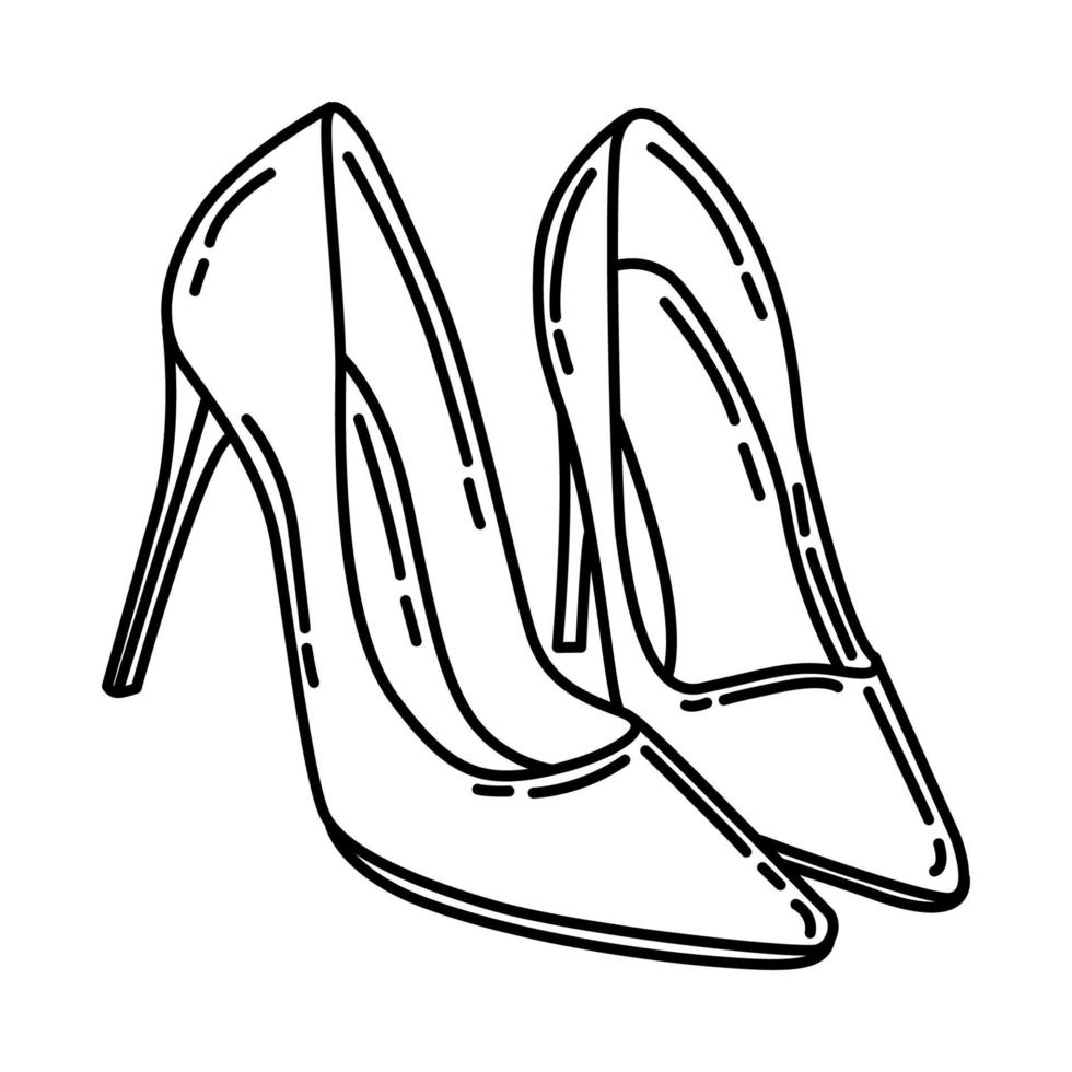 ícone de sapatos de salto alto. doodle desenhado à mão ou estilo de ícone de contorno vetor