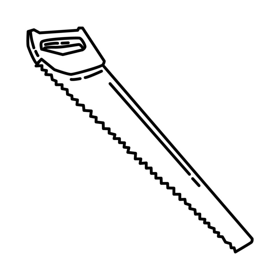 Serra para ícone de madeira. doodle desenhado à mão ou estilo de ícone de contorno vetor