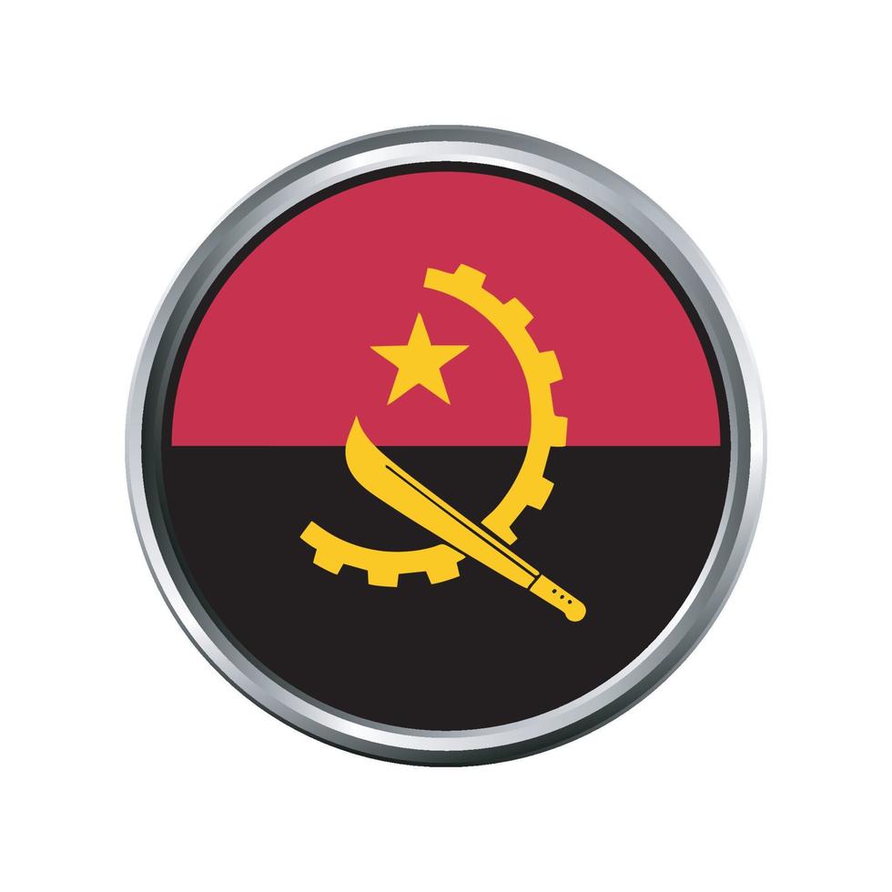 bandeira de angola com círculo de prata chanfrado cromado vetor