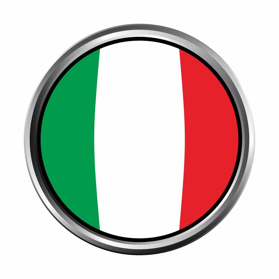 bandeira da itália com círculo de prata chanfrado cromado vetor