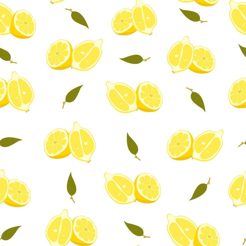 rodela de limão bonito e folhas com padrão branco minimalista. textura de verão, têxteis, papel de parede infantil. vetor
