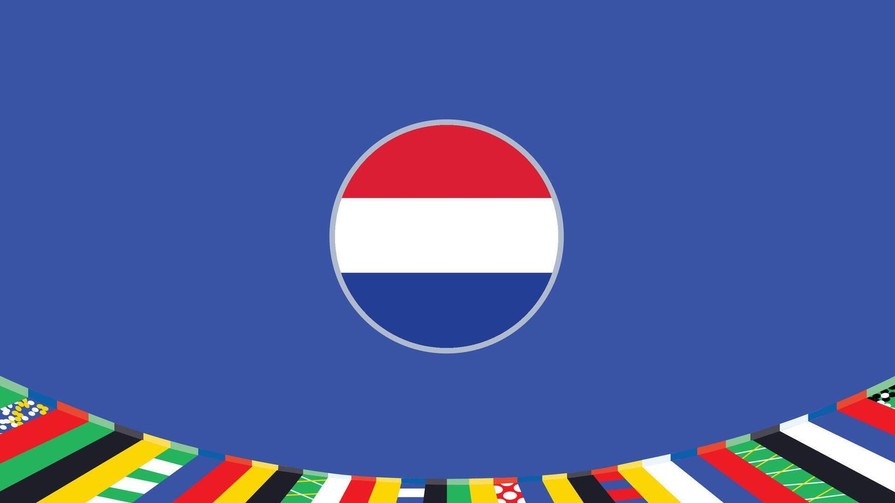 Países Baixos emblema bandeira europeu nações 2024 equipes países europeu Alemanha futebol símbolo logotipo Projeto ilustração vetor