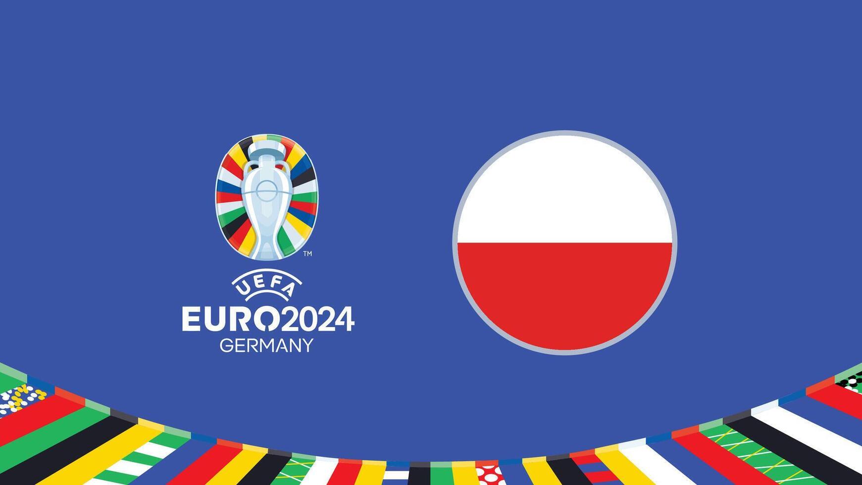 euro 2024 Alemanha Polônia bandeira equipes Projeto com oficial símbolo logotipo abstrato países europeu futebol ilustração vetor