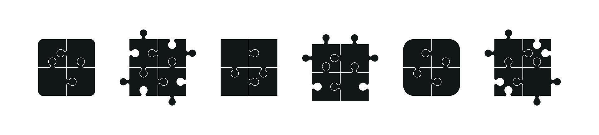 quebra-cabeças enigma modelo com peças arranjado dentro uma rede padronizar emoldurado. plano ilustração isolado em branco fundo. vetor