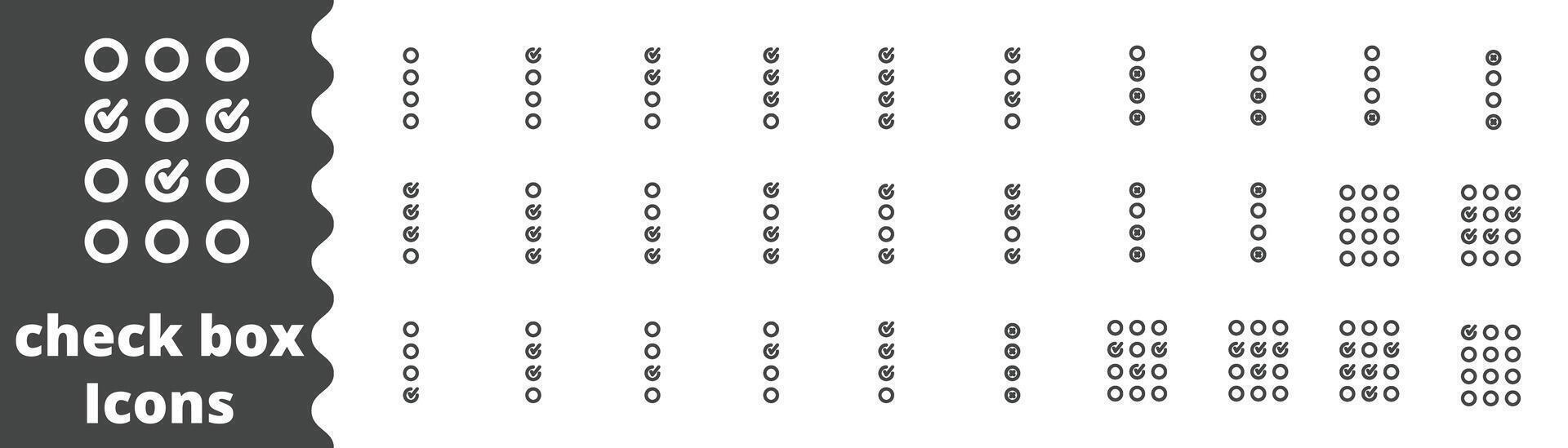 seta ícone Verifica caixa conjunto , diagrama, alvo, círculo, elemento, vetor