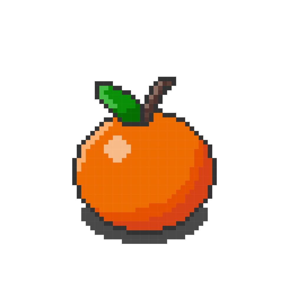 laranja pixel arte. ilustração Projeto. fundo isolado em branco vetor