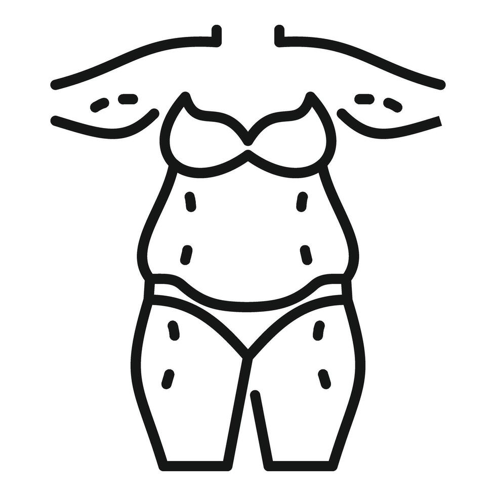 lipoaspiração fêmea corpo ícone esboço . perda gordo vetor