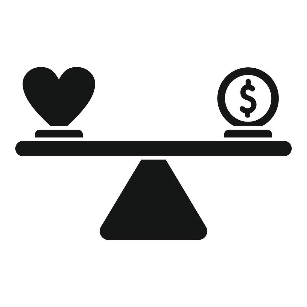 Saldo do amor e dinheiro ícone simples . comparar escolha vetor