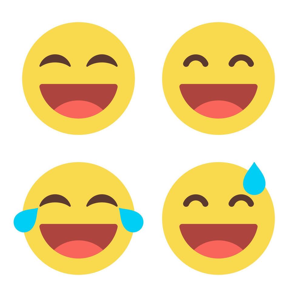 rir emoji ícone conjunto dentro plano estilo. rindo, ri muito emoticon conceito vetor