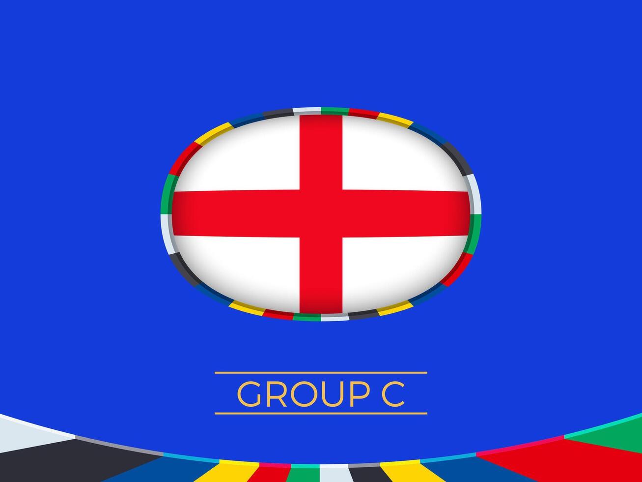 Inglaterra bandeira para 2024 europeu futebol torneio, nacional equipe placa. vetor