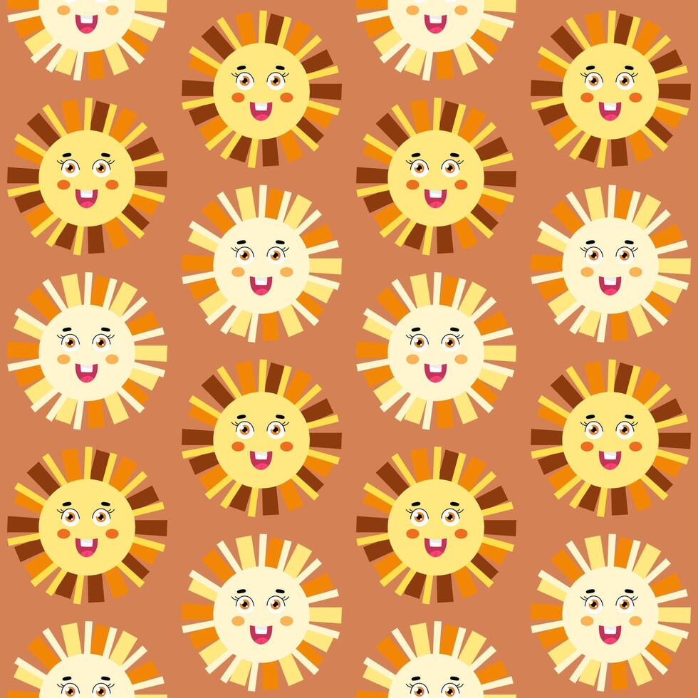 abstrato desatado padronizar com simples geométrico Sol. feliz fofa Sol. ilustração para crianças projeto, têxtil decoração vetor