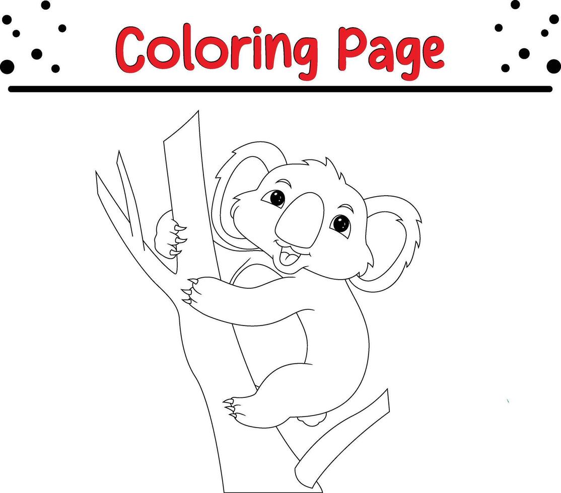 fofa coala coloração livro página para crianças vetor