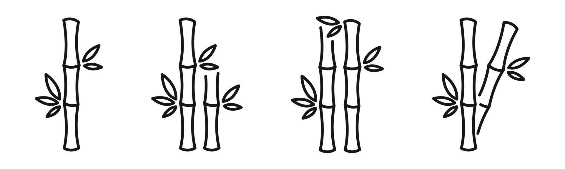 bambu plantar silhuetas. bambu ícone definir. eps 10 vetor