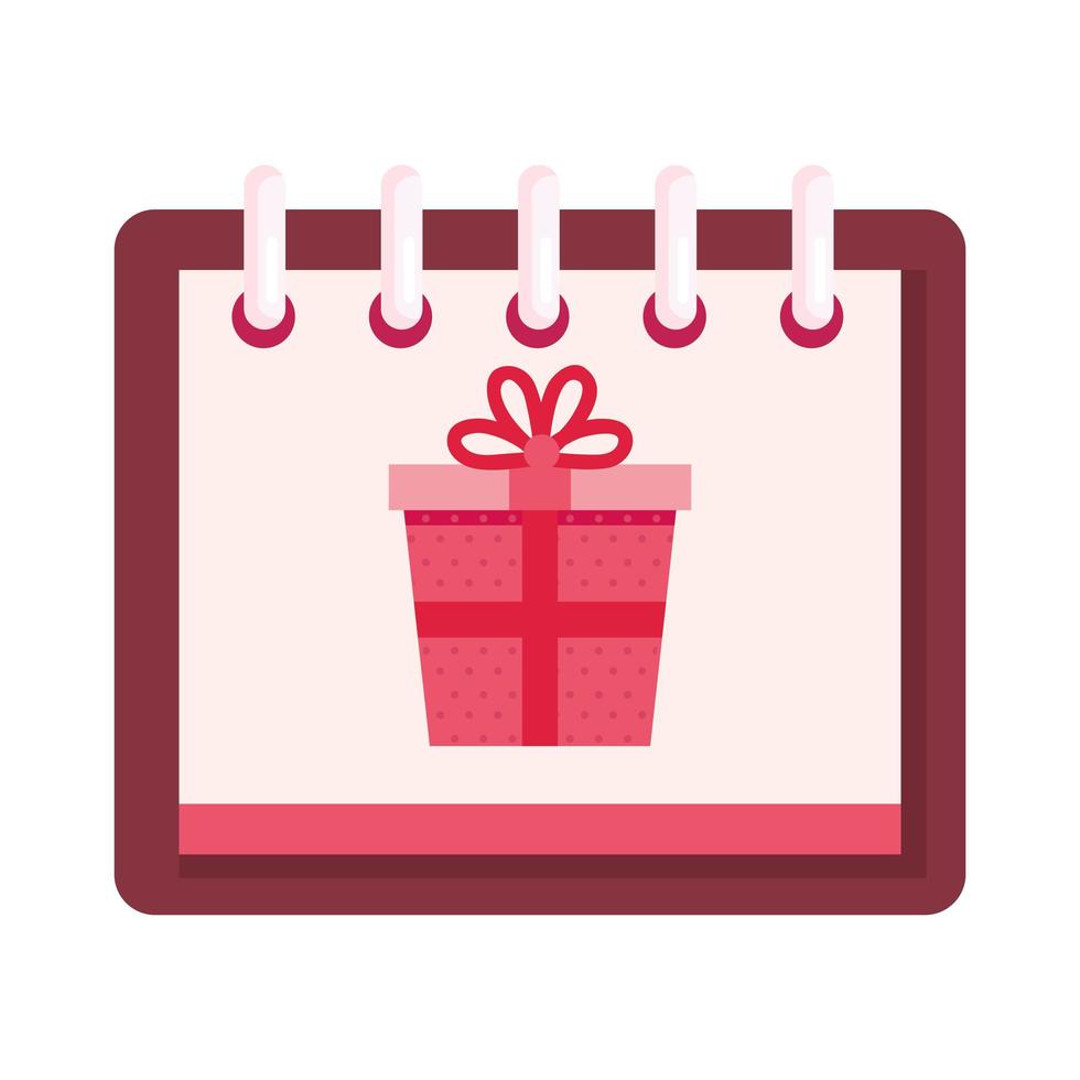 caixa de presente presente em ícone de calendário isolado vetor