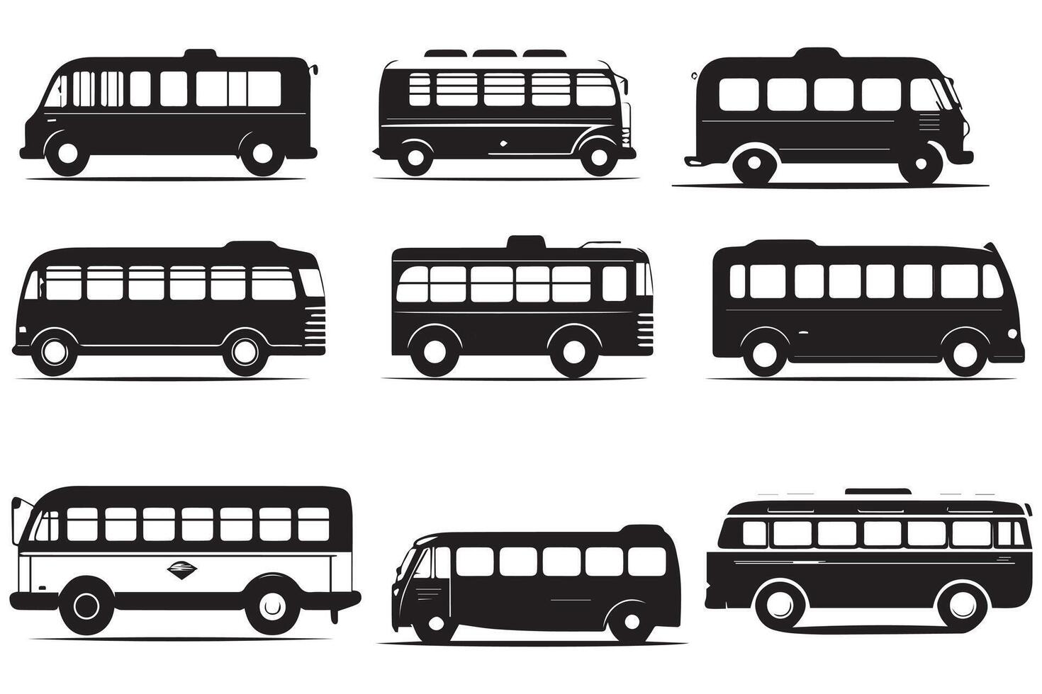 conjunto do ônibus ícone ilustração. isolado em branco fundo vetor