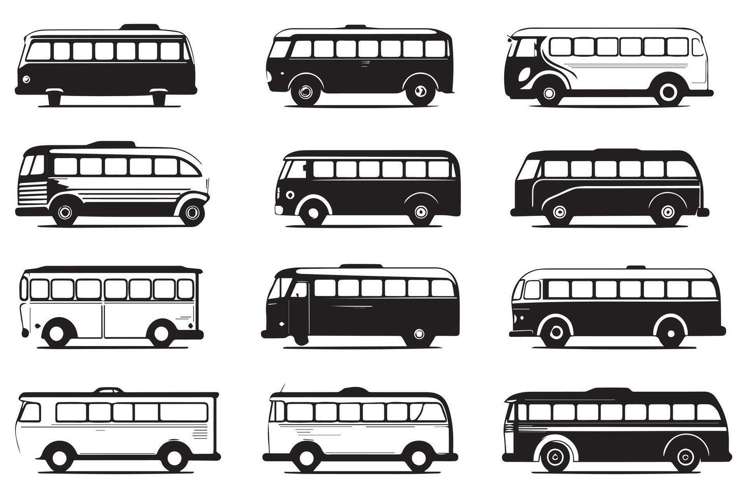 conjunto do ônibus ícone ilustração. isolado em branco fundo vetor