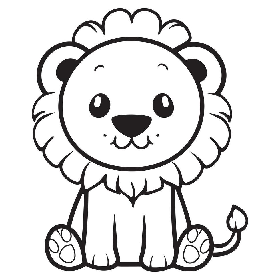 leão esboço Projeto - uma leão bebê ilustração dentro Preto e branco vetor
