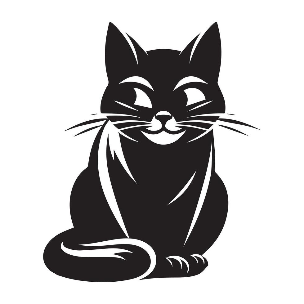 gato - uma sorrateiro gato ilustração dentro Preto e branco vetor