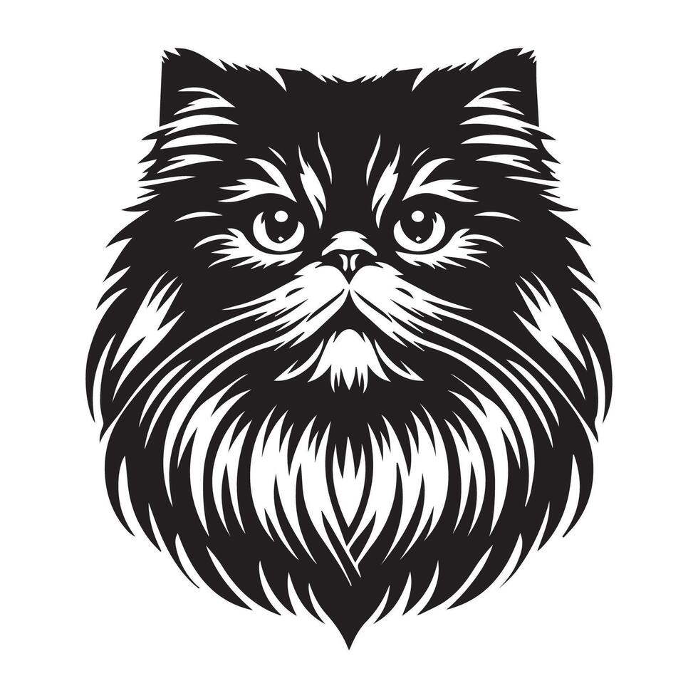 maine coon gato - uma majestoso persa gato ilustração dentro Preto e branco vetor