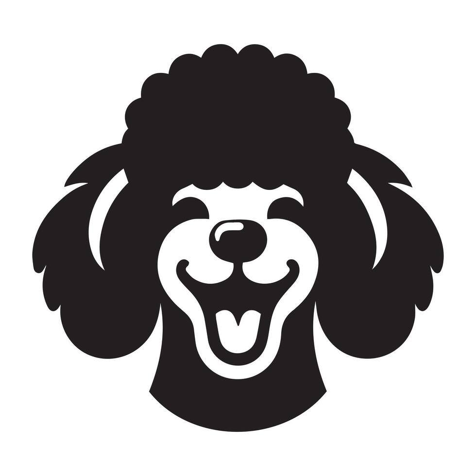 poodle cachorro - uma alegre poodle cachorro face ilustração dentro Preto e branco vetor