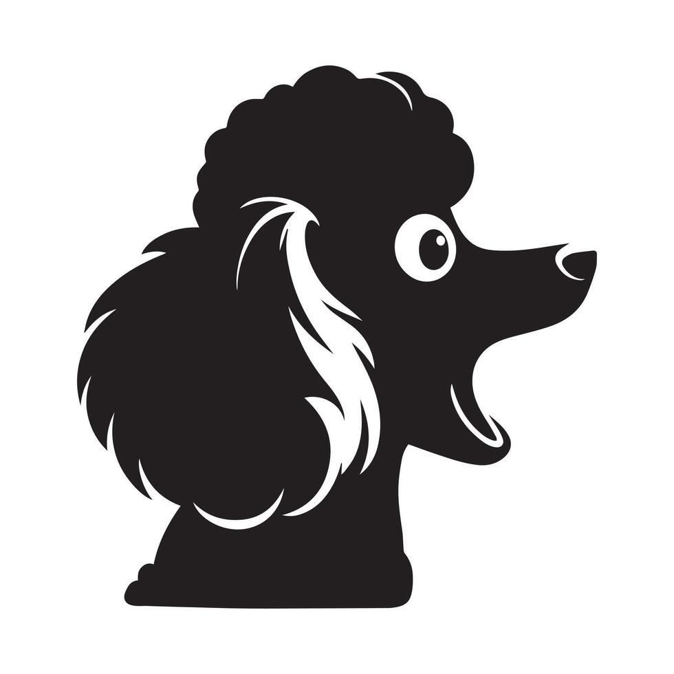 poodle cachorro - uma surpreso poodle cachorro face ilustração dentro Preto e branco vetor