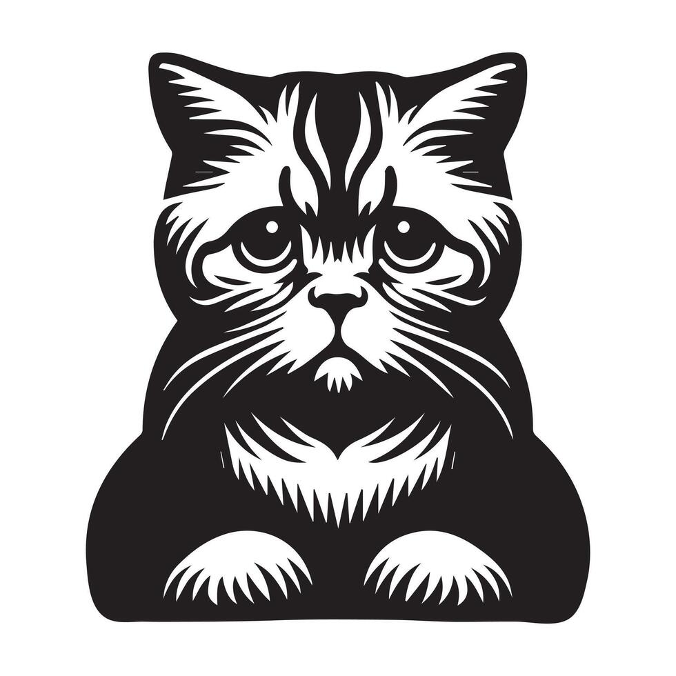 ilustração do melancólico americano cabelo curto gato logotipo conceito Projeto vetor