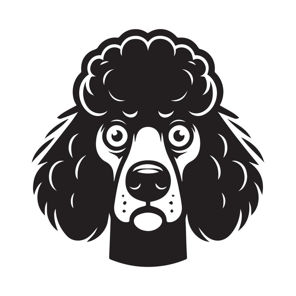 poodle cachorro logotipo - uma ansioso poodle cachorro face ilustração dentro Preto e branco vetor