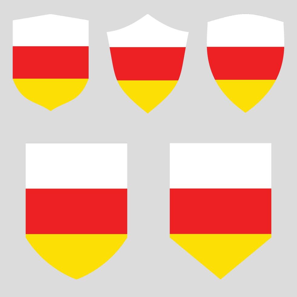 conjunto do sul ossétia bandeira dentro escudo forma quadro, Armação vetor