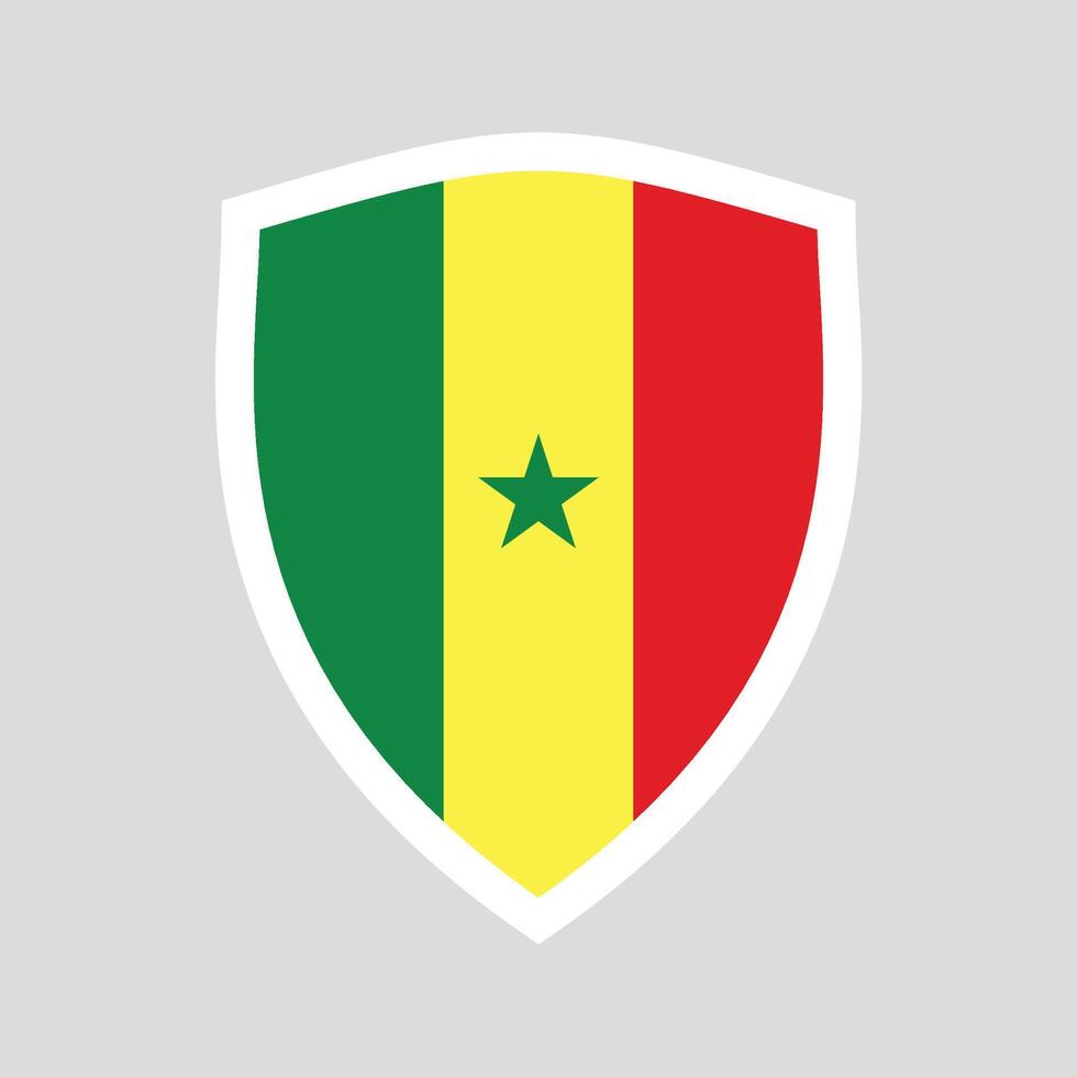 Senegal bandeira dentro escudo forma quadro, Armação vetor