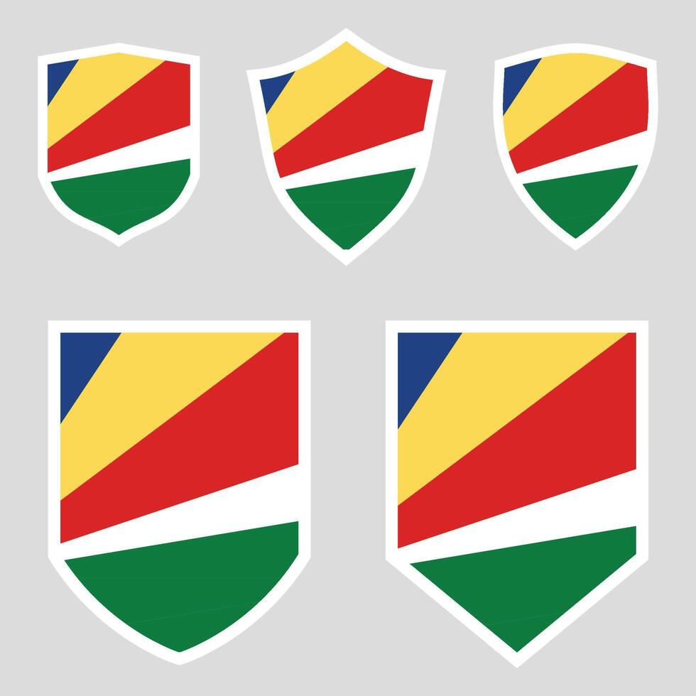 conjunto do seychelles bandeira dentro escudo forma quadro, Armação vetor