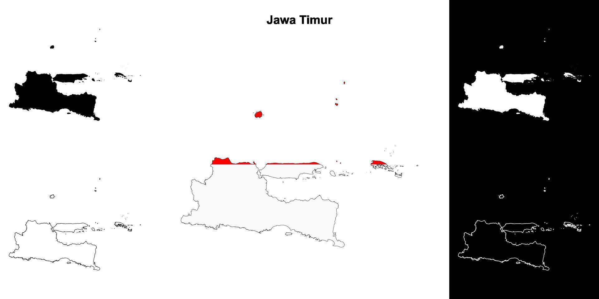 Jawa Timur província esboço mapa conjunto vetor