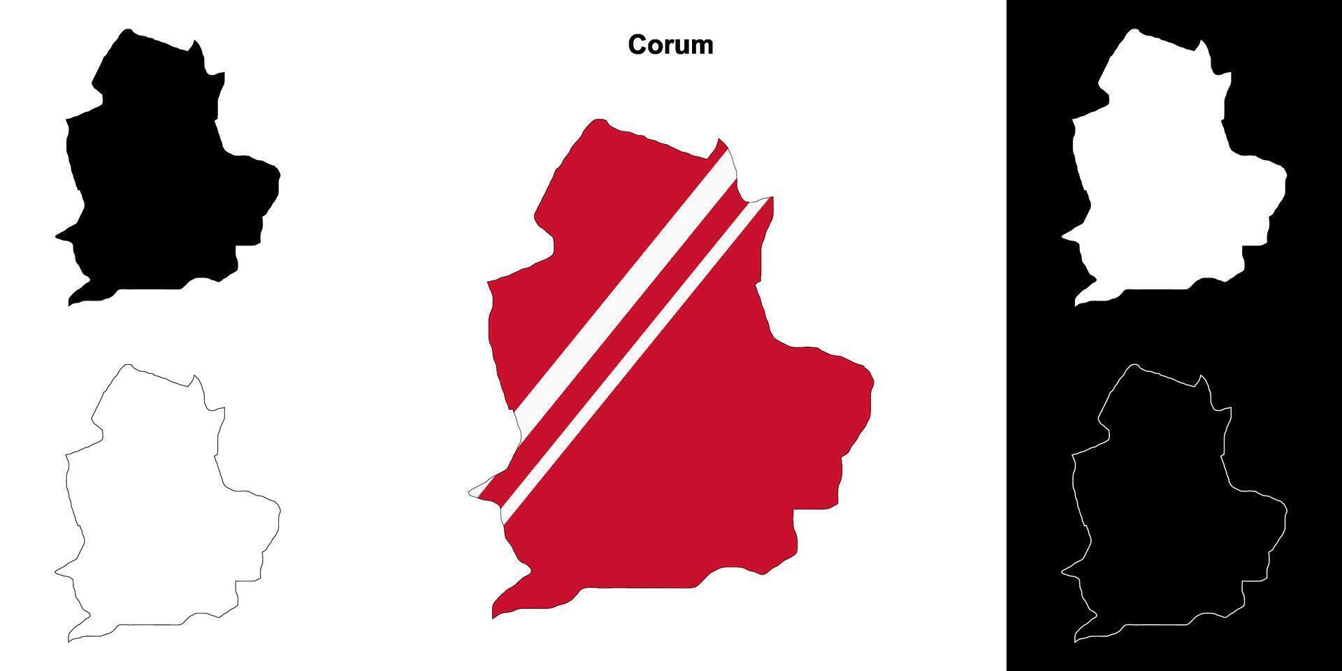 corum província esboço mapa conjunto vetor