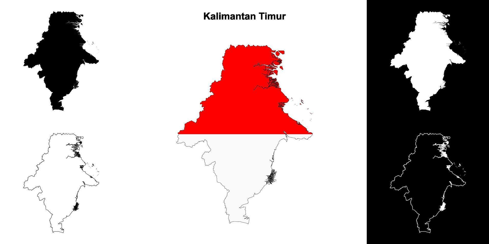 Kalimantan Timur província esboço mapa conjunto vetor