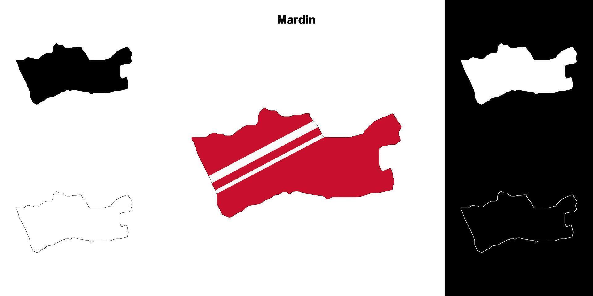 mardin província esboço mapa conjunto vetor