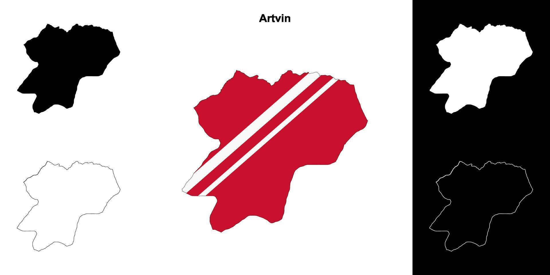 Artvin província esboço mapa conjunto vetor