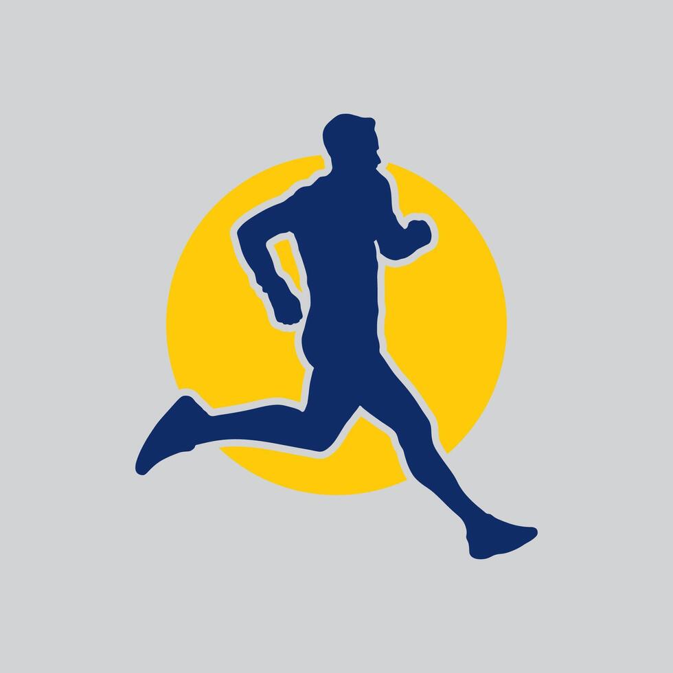 trilha corre maratona logotipo gráfico ilustração em fundo vetor