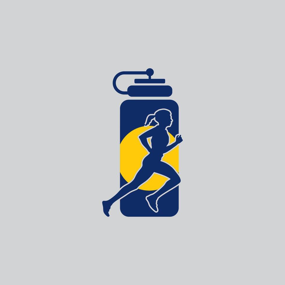 garrafa corredor logotipo gráfico ilustração em fundo vetor