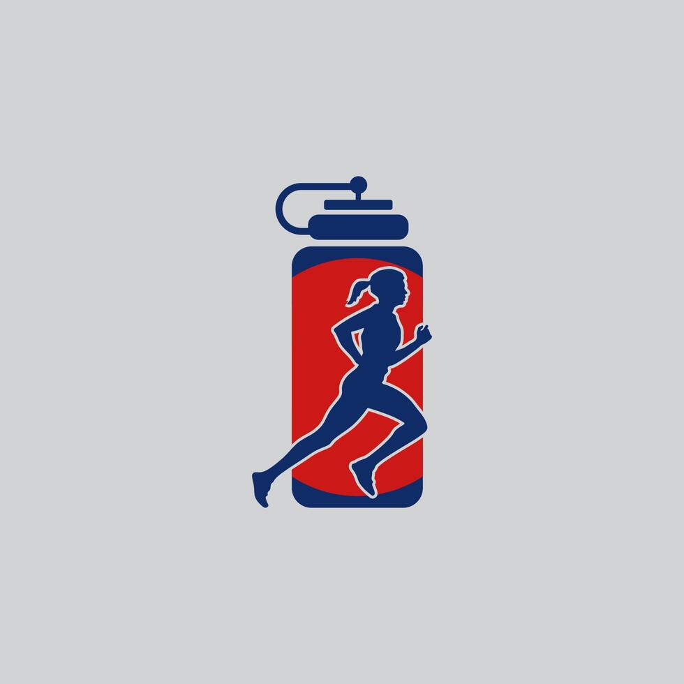 garrafa corredor logotipo gráfico ilustração em fundo vetor