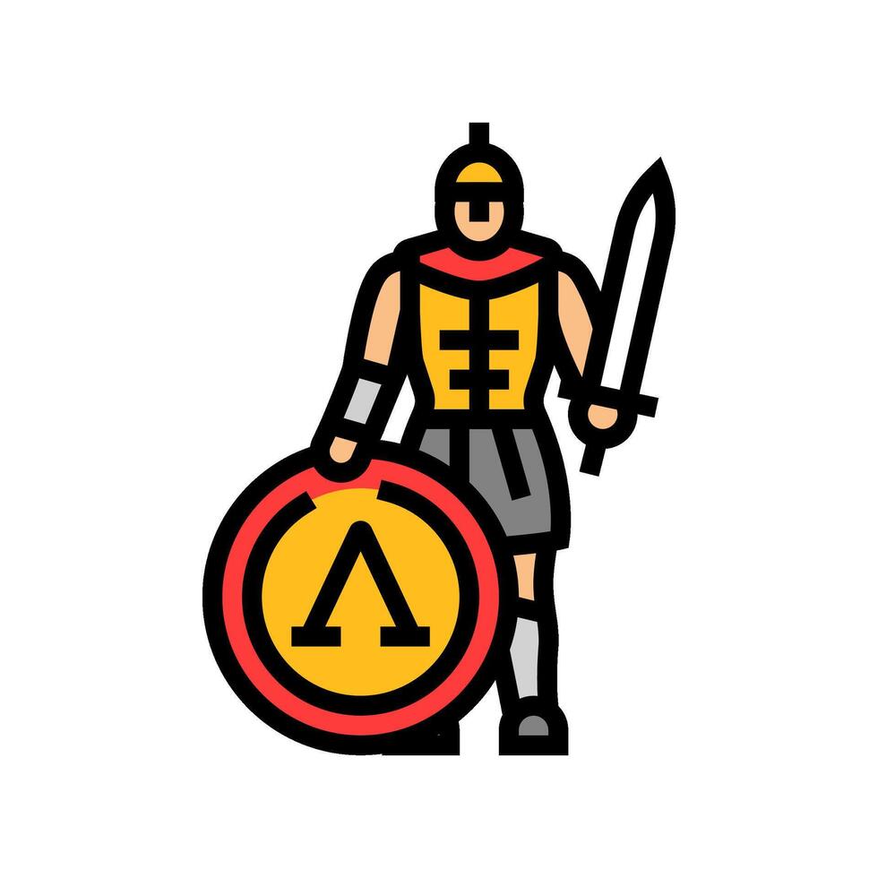 Guerreiro espartano romano grego cor ícone ilustração vetor