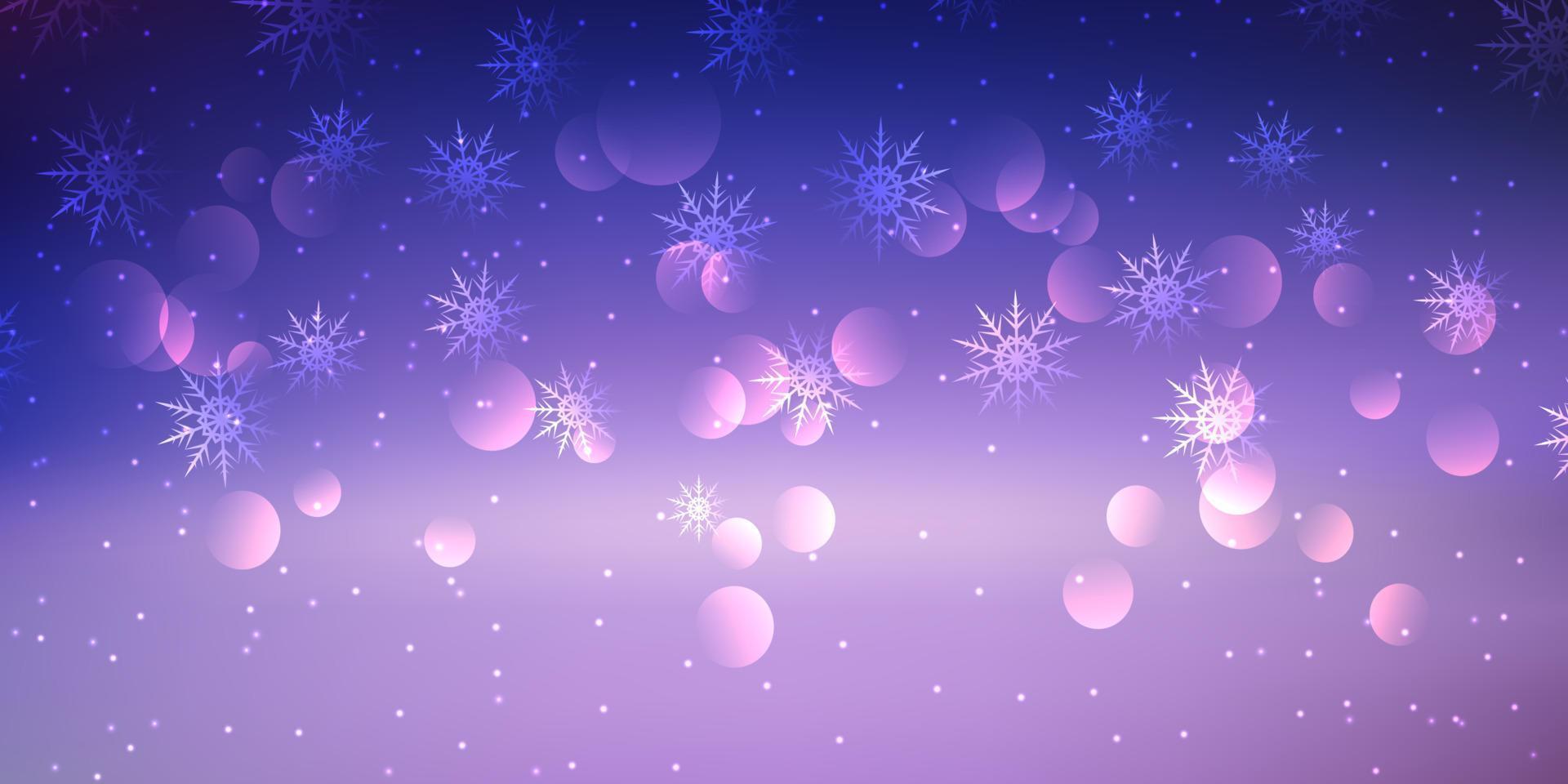 banner de natal com luzes bokeh e flocos de neve vetor