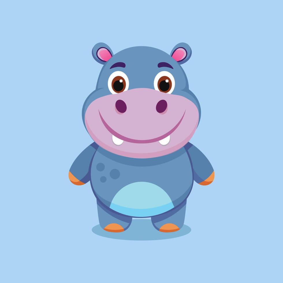 fofa hipopótamo desenho animado personagem ilustração vetor