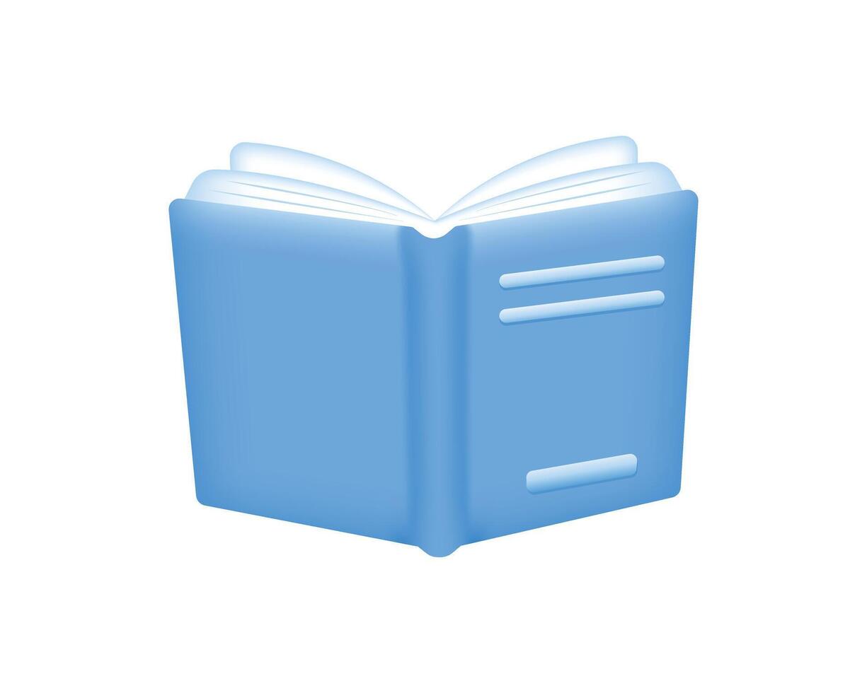 realista 3d aberto livro ícone isolado em branco fundo. Educação elemento. vetor