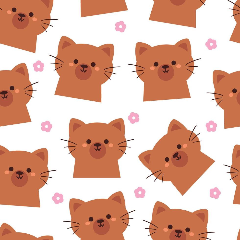 desatado padronizar desenho animado gatos. fofa animal papel de parede ilustração para presente embrulho papel vetor