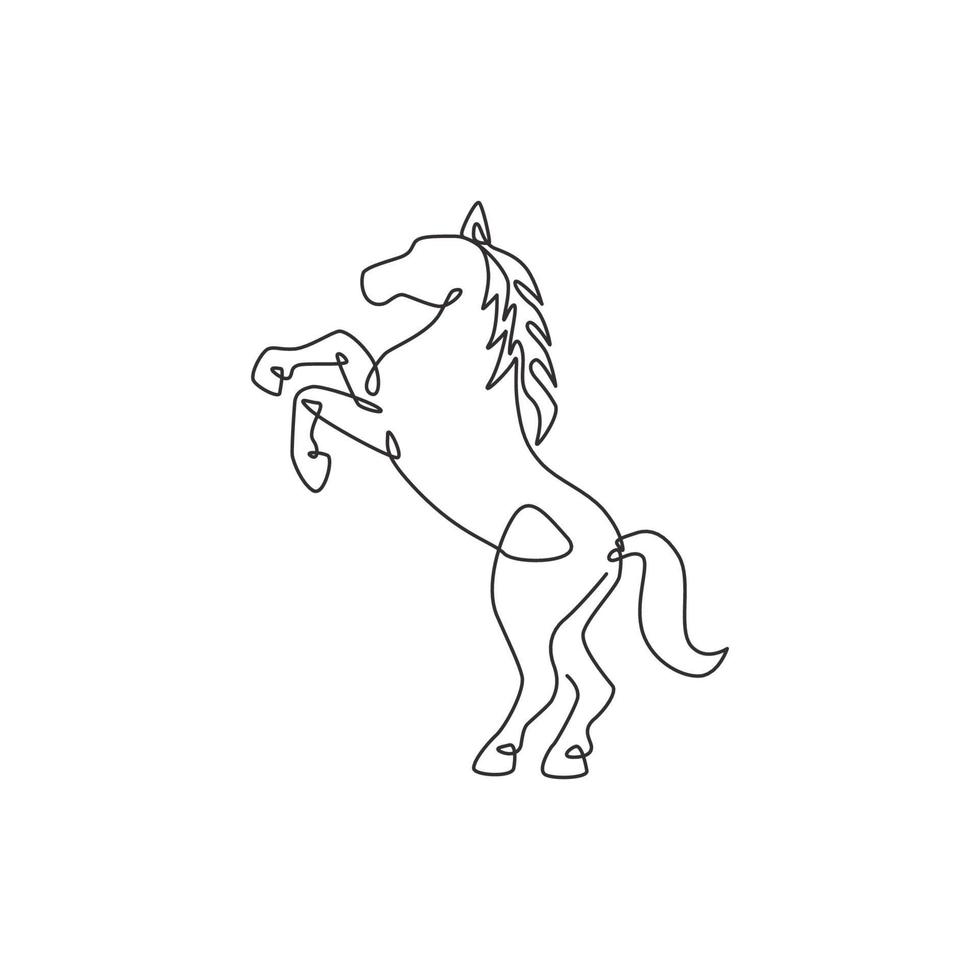 um desenho de linha contínua de um cavalo de elegância de luxo para a  identidade do logotipo da corporação. conceito de símbolo animal de  mamífero de cabeça equina forte. ilustração de desenho